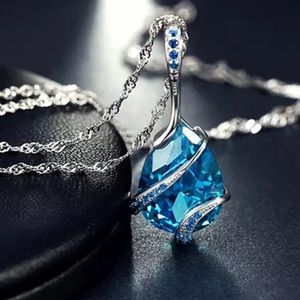 Blue Zirconia Pendant Necklace [NWT]